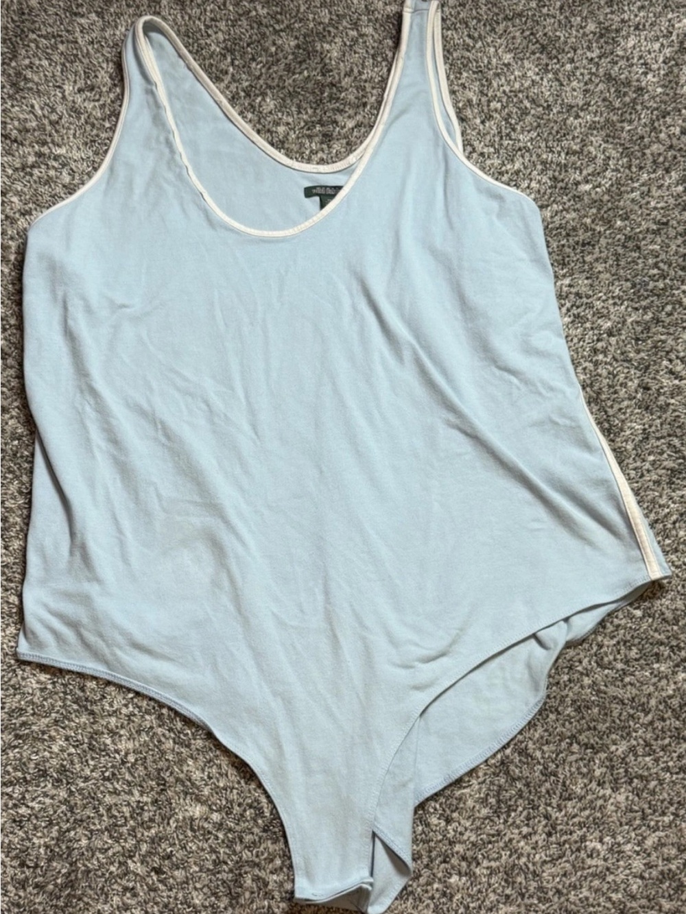 wild fable Pale Blue Tank Bodysuit with Cream Trim